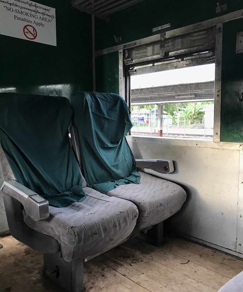 Premium seats inside Slow train from Thai to shwenyaung